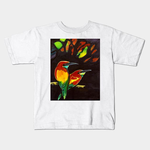 golden kingfisher HR Kids T-Shirt by Pipsilk